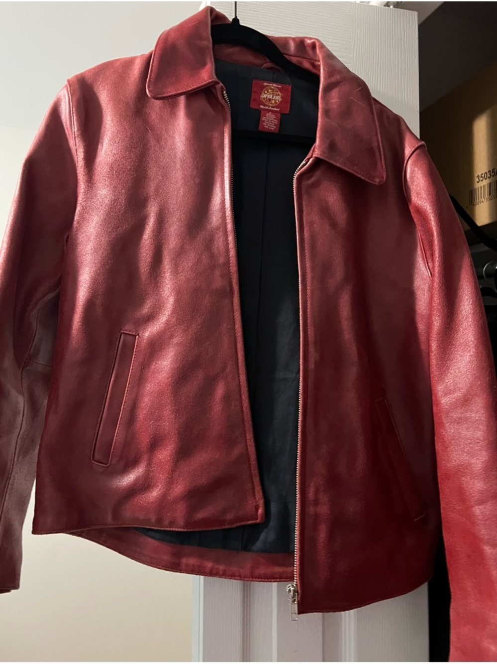 Vintage GAP Red Leather Zip-Front Jacket